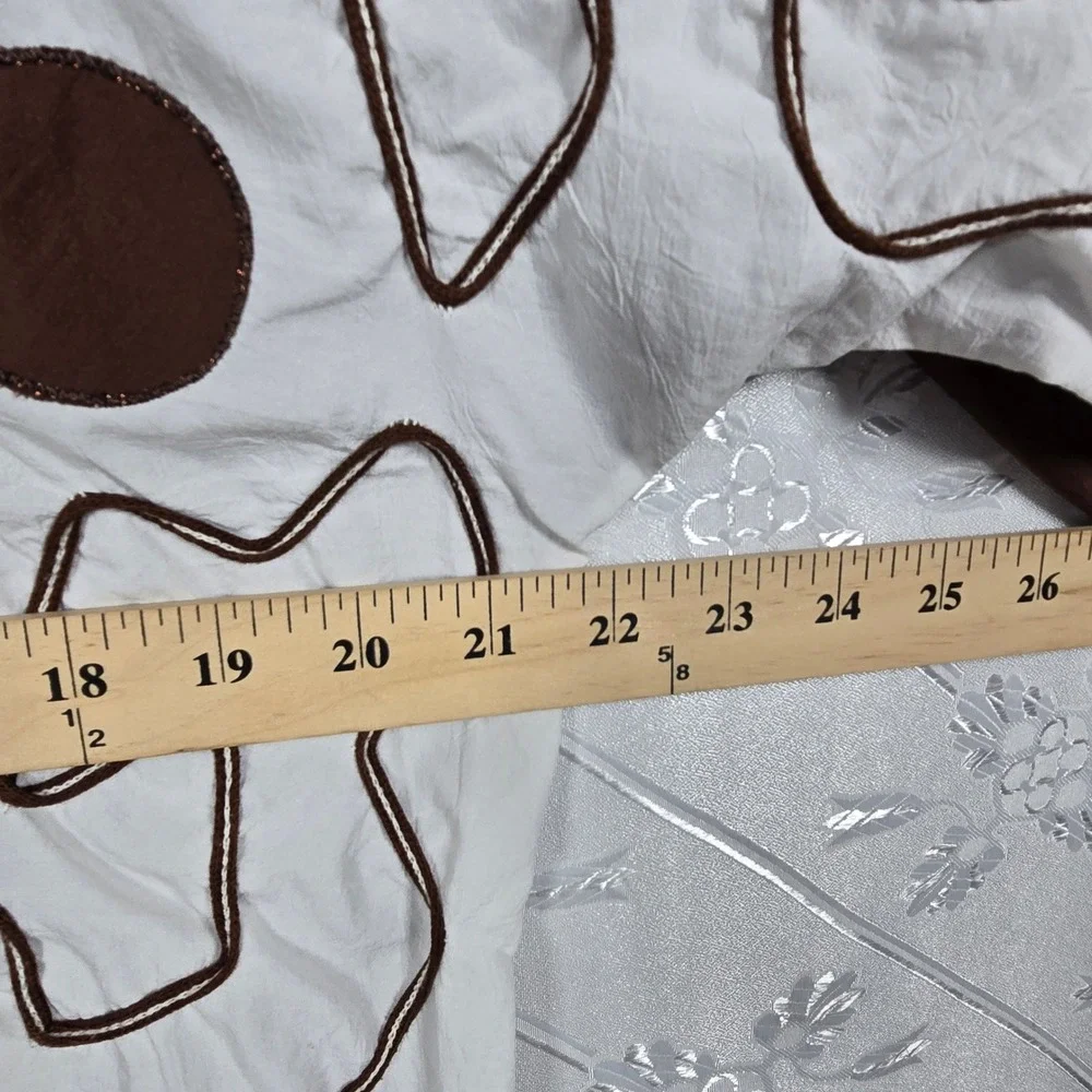 Vintage Regal Brown White Abstract Applique Smocked Art to Wear Top Small USA